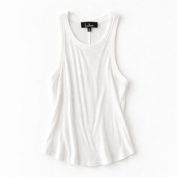 Lulus Tops - Lulu's Cream Cut Out Relaxed Tank Top NWOT